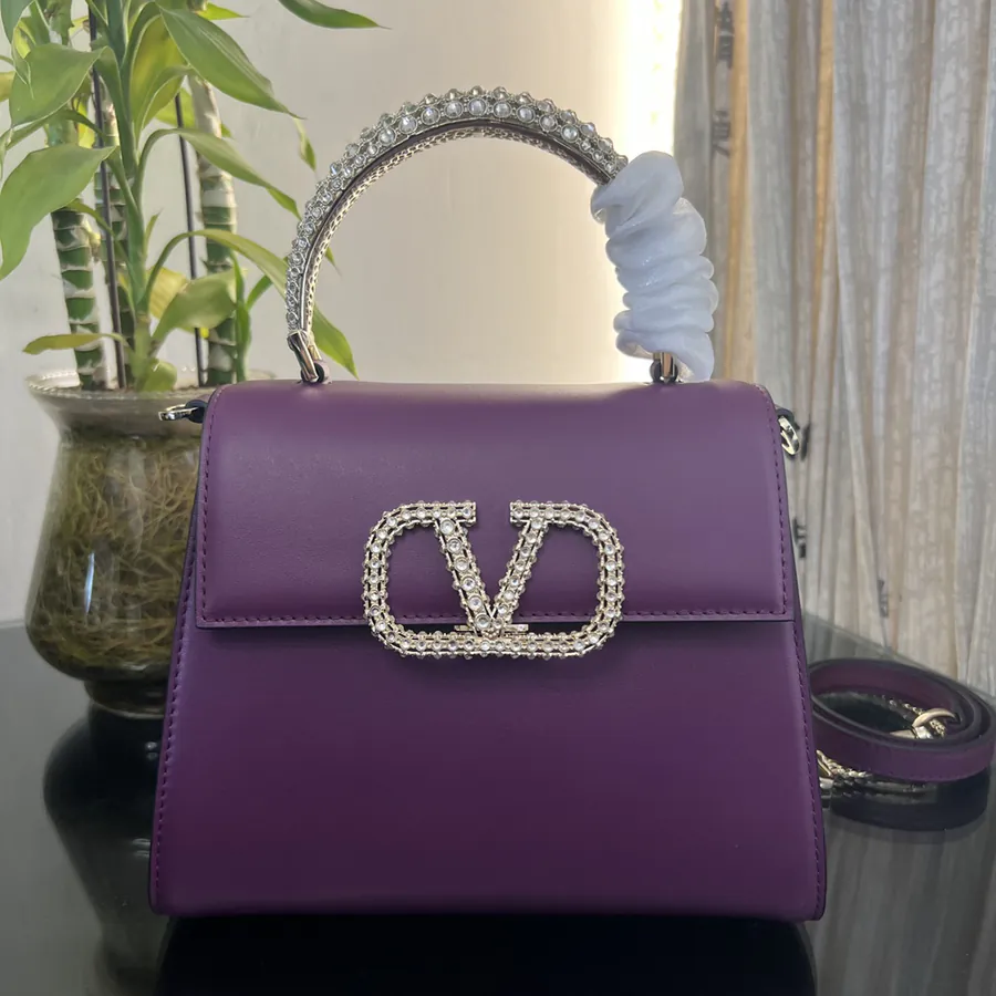 VSLING Small Handbag with Crystal Accents and Adjustable Strap