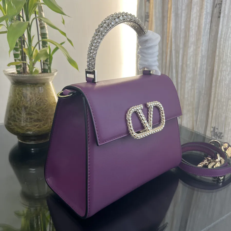 VSLING Small Handbag with Crystal Accents and Adjustable Strap