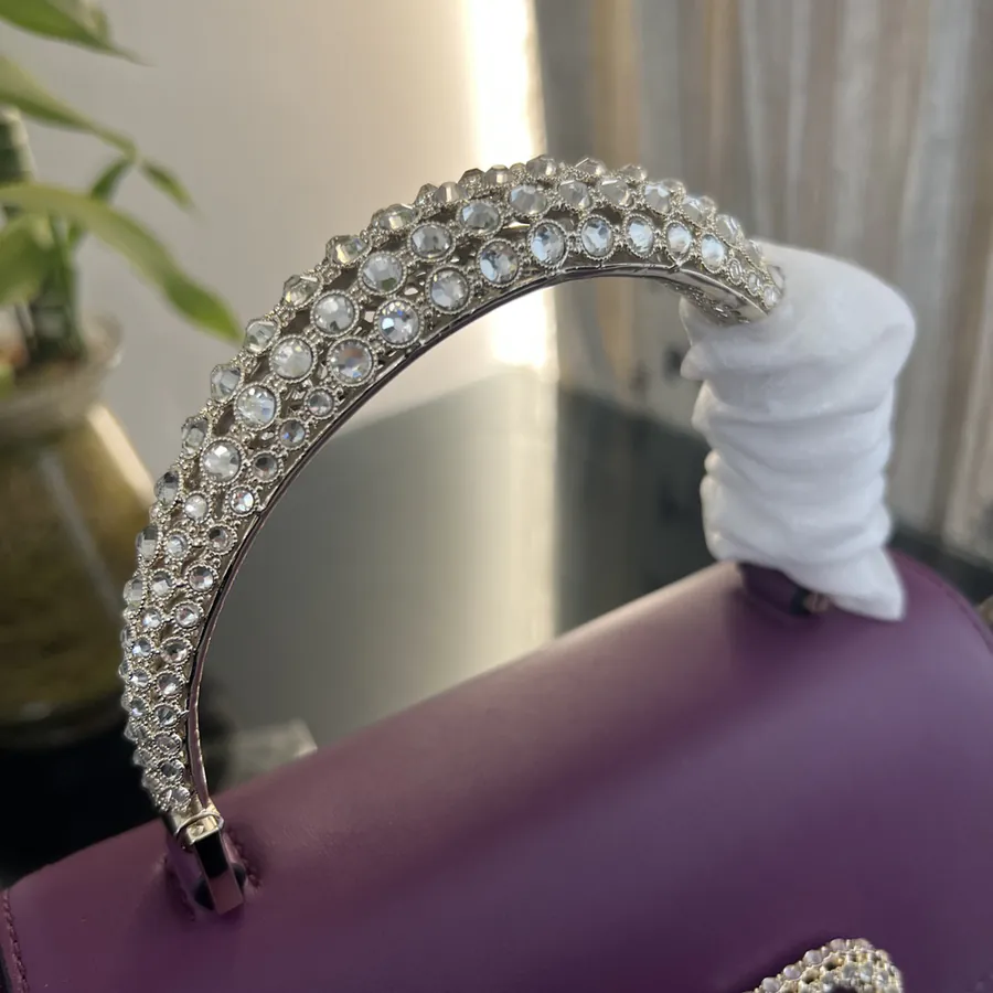 VSLING Small Handbag with Crystal Accents and Adjustable Strap
