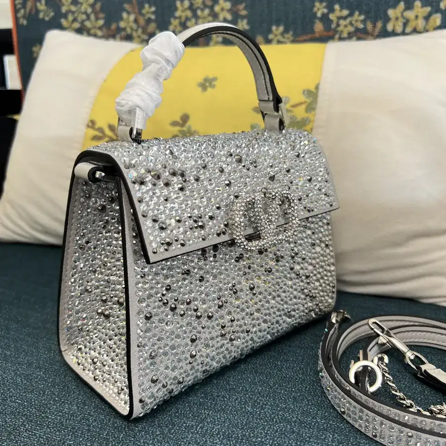 VSLING Mini Solid Crystal Embellished Calfskin Tote