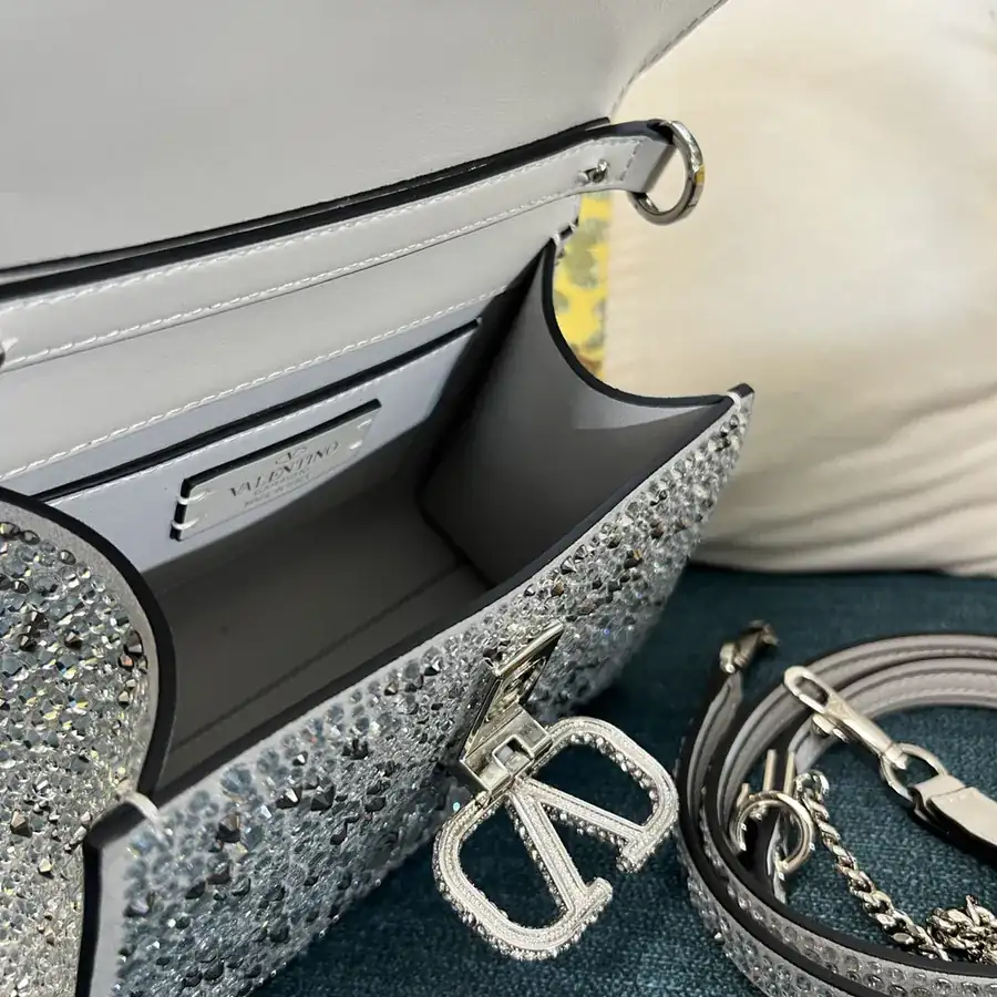 VSLING Mini Solid Crystal Embellished Calfskin Tote