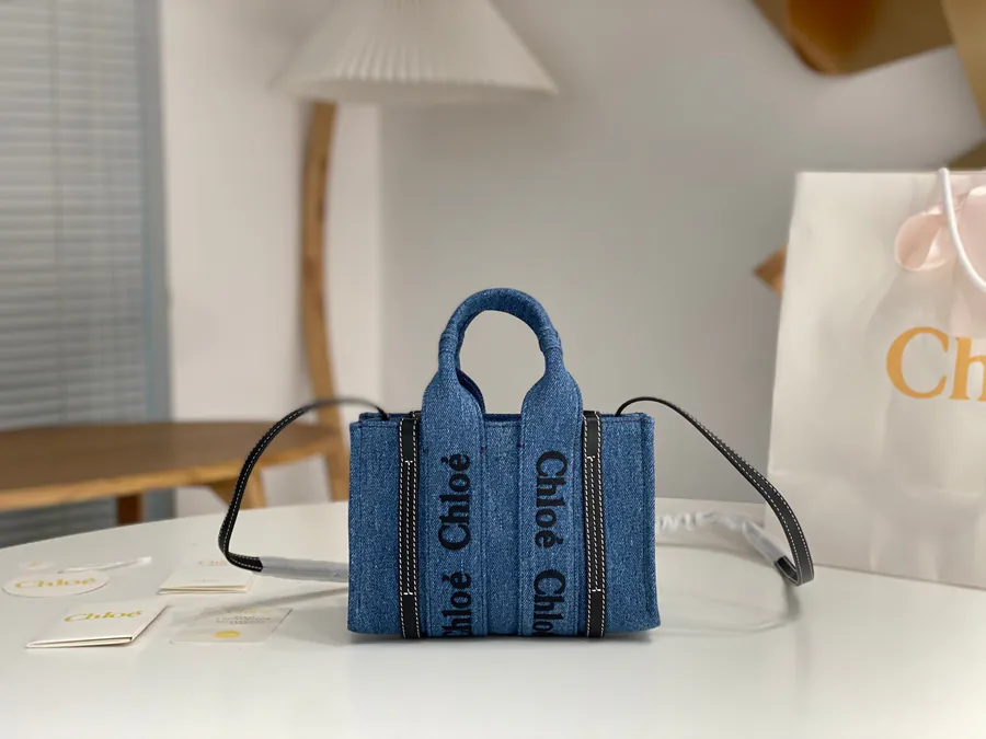 Chloe Woody Mini Tote Bag with Shoulder Strap