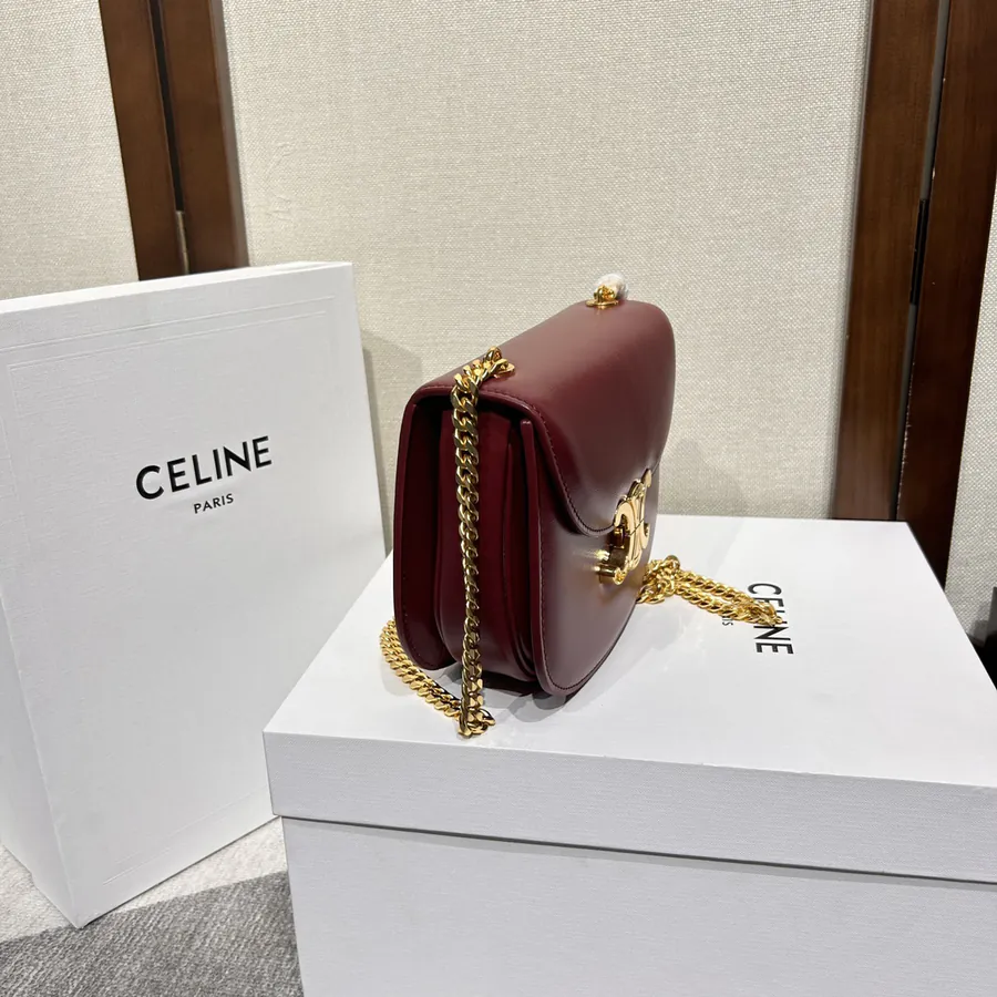 TEEN BESACE TRIOMPHE Bucket Bag Classic Style with Chain Texture and Metal Clasp