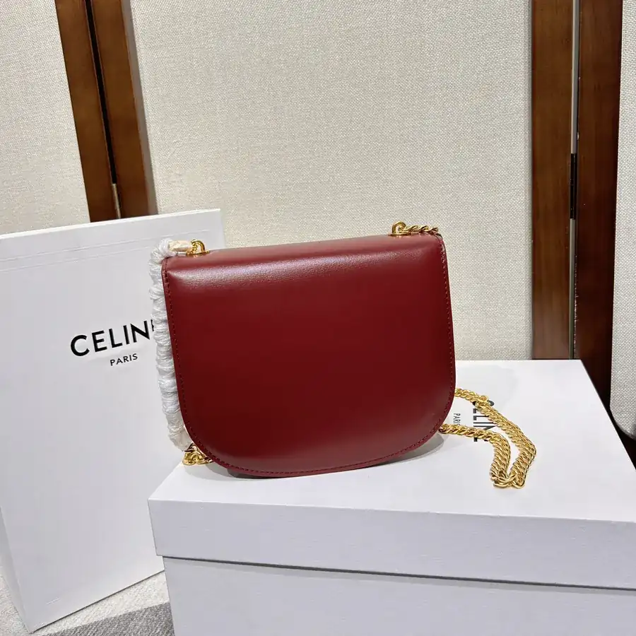 TEEN BESACE TRIOMPHE Bucket Bag Classic Style with Chain Texture and Metal Clasp