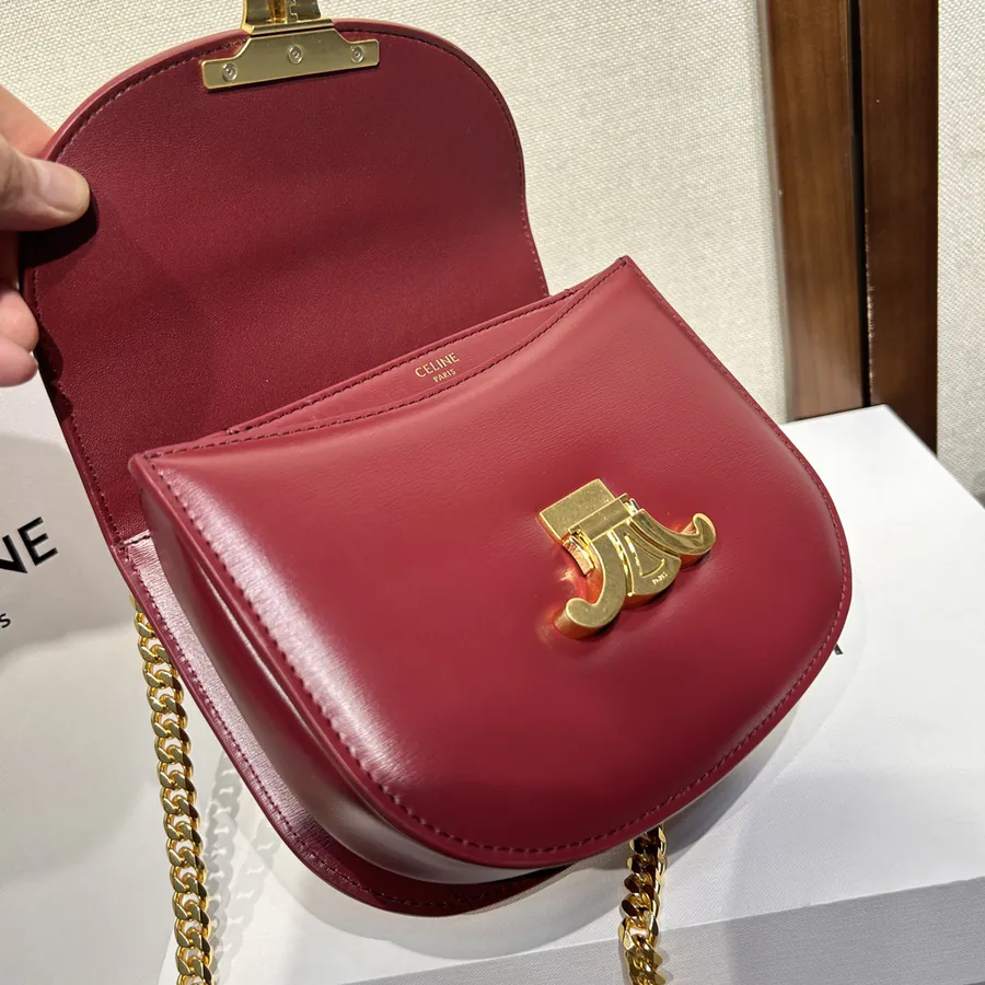 TEEN BESACE TRIOMPHE Bucket Bag Classic Style with Chain Texture and Metal Clasp