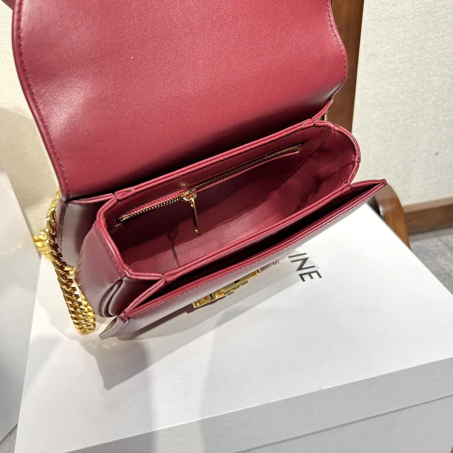 TEEN BESACE TRIOMPHE Bucket Bag Classic Style with Chain Texture and Metal Clasp