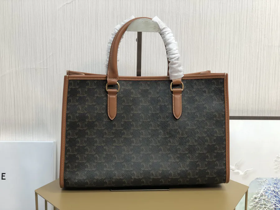 CELIN* CABAS Mini Tote Handbag with Leather Trim
