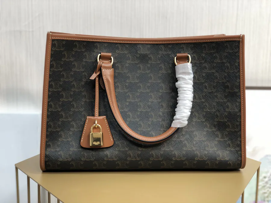 CELIN* CABAS Mini Tote Handbag with Leather Trim