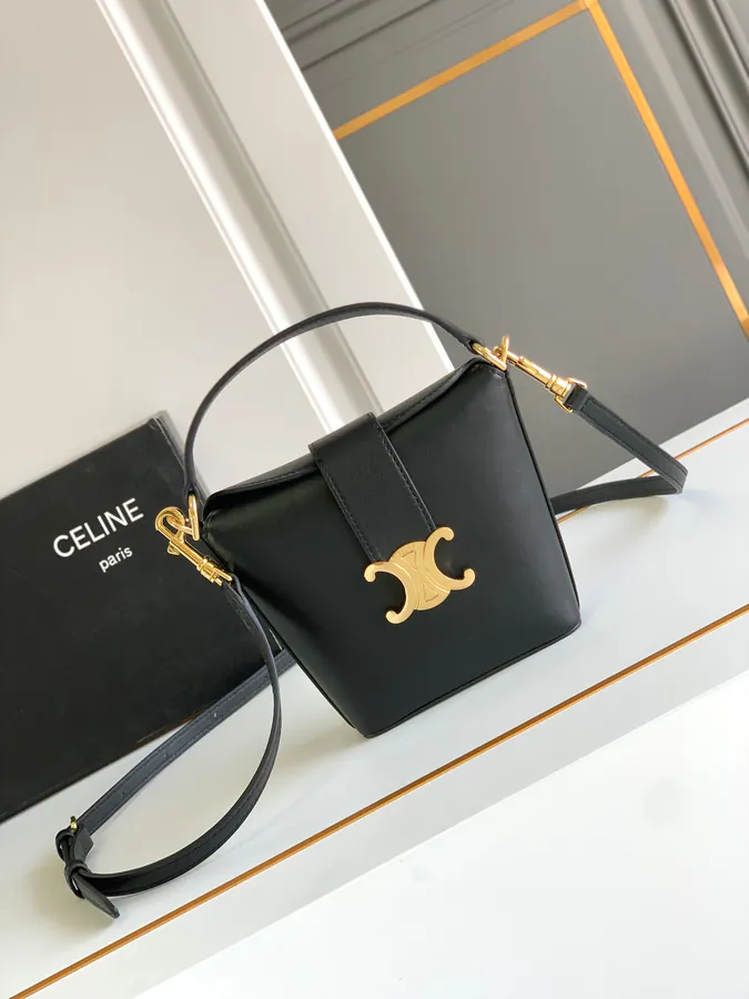 CELIN E TRIOMPHE Mini Calfskin Bucket Bag