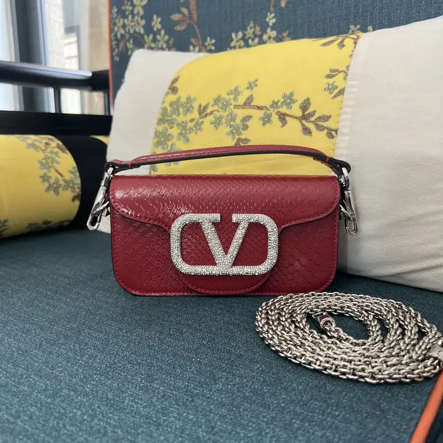 V Garavani Mini Loc Handbag in Snake Skin