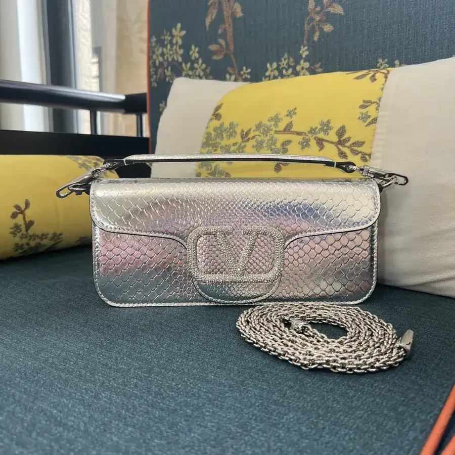 V Garavani MiniLOC Handbag in Snake Embossed Calfskin