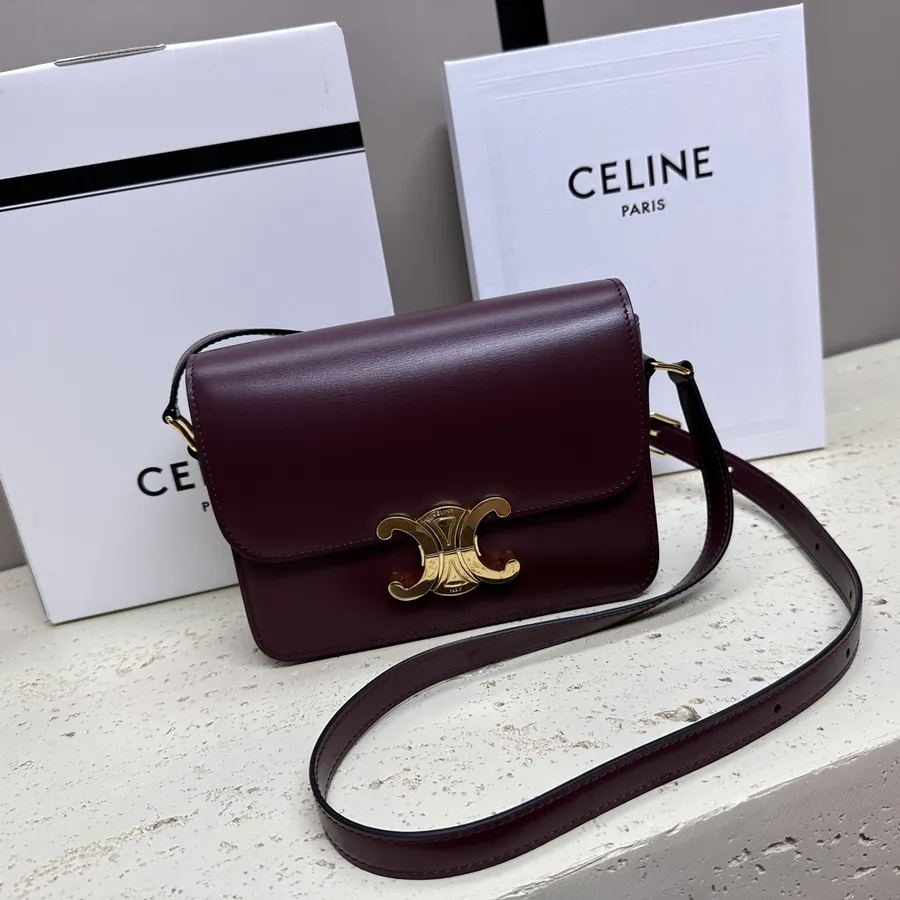 TRIOMPHE Small Calfskin Handbag with Adjustable Leather Strap