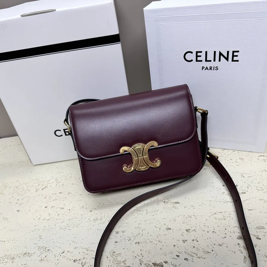 TRIOMPHE Small Calfskin Handbag with Adjustable Leather Strap
