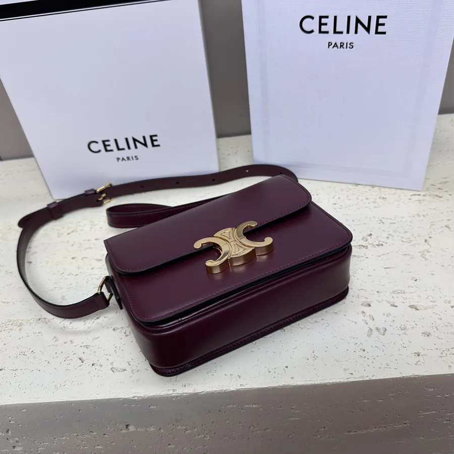 TRIOMPHE Small Calfskin Handbag with Adjustable Leather Strap
