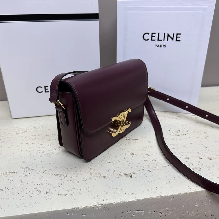 TRIOMPHE Small Calfskin Handbag with Adjustable Leather Strap