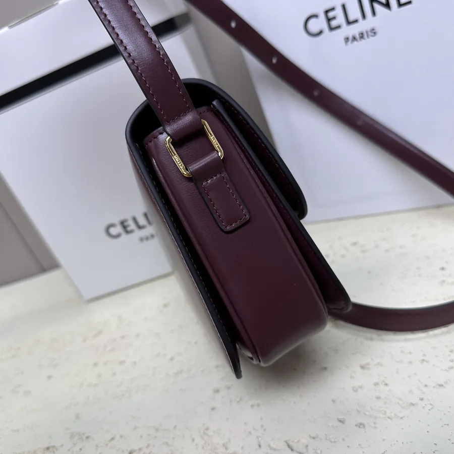 TRIOMPHE Small Calfskin Handbag with Adjustable Leather Strap
