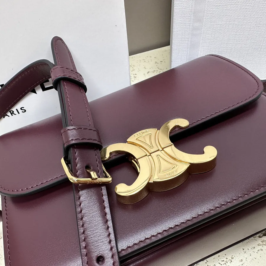 TRIOMPHE Small Calfskin Handbag with Adjustable Leather Strap
