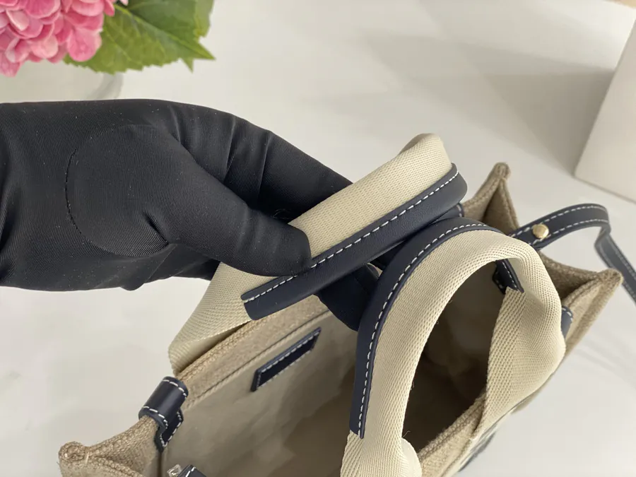 Chloe Woody Mini Tote Bag Midnight Blue Linen