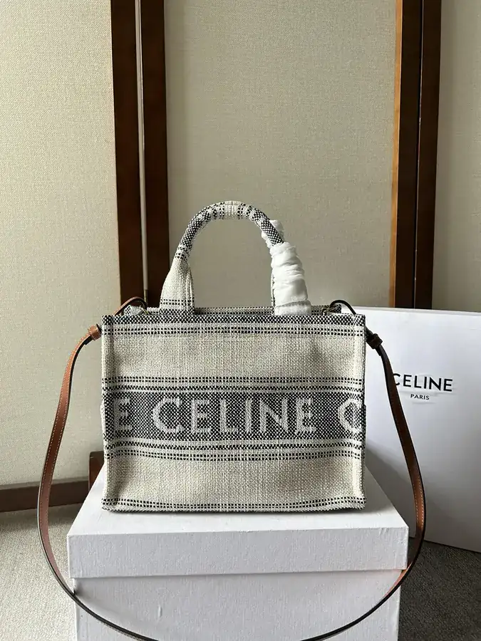 Celine Thais Small Bucket Bag with Striped Fabric