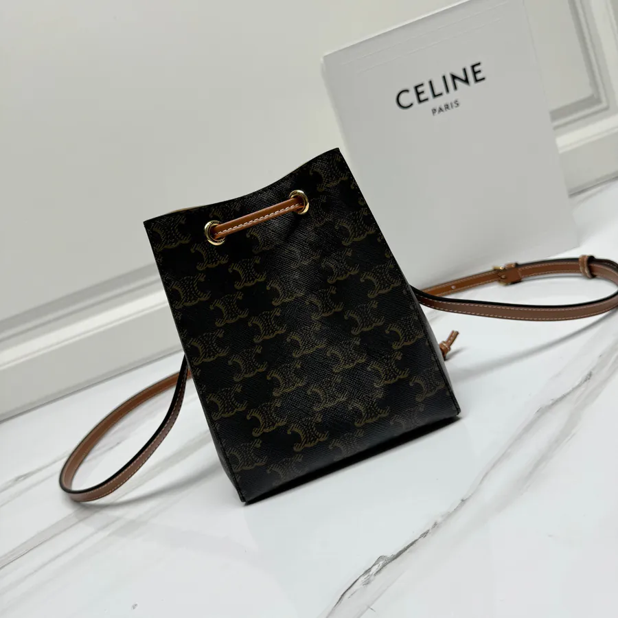 CE New Burnt Bag Mini Size, Classic Monogram, Leather Trim, Adjustable Strap