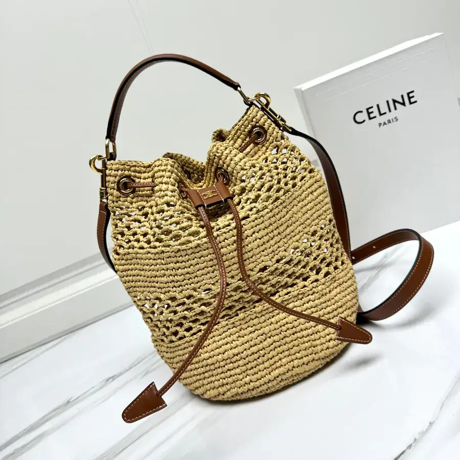 CE24 New Clara Bucket Bag Grained Calfskin with Golden Accents