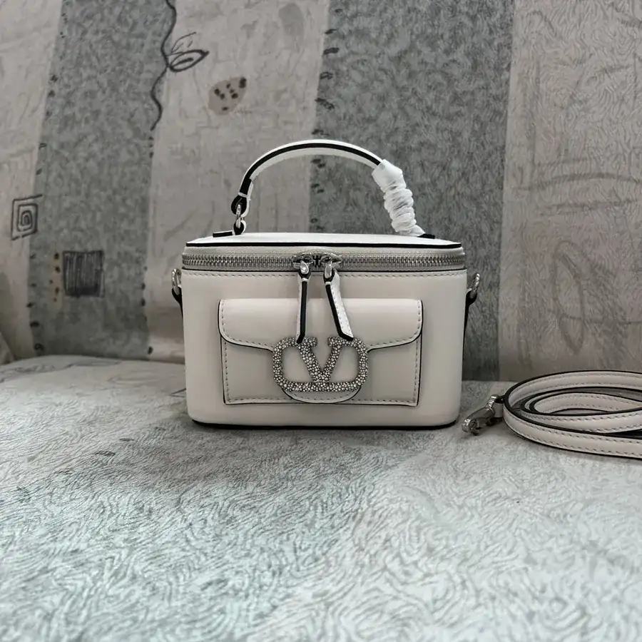 GARAVANI Mini LOCÒ Calfskin Box Bag with V Logo Signature Details