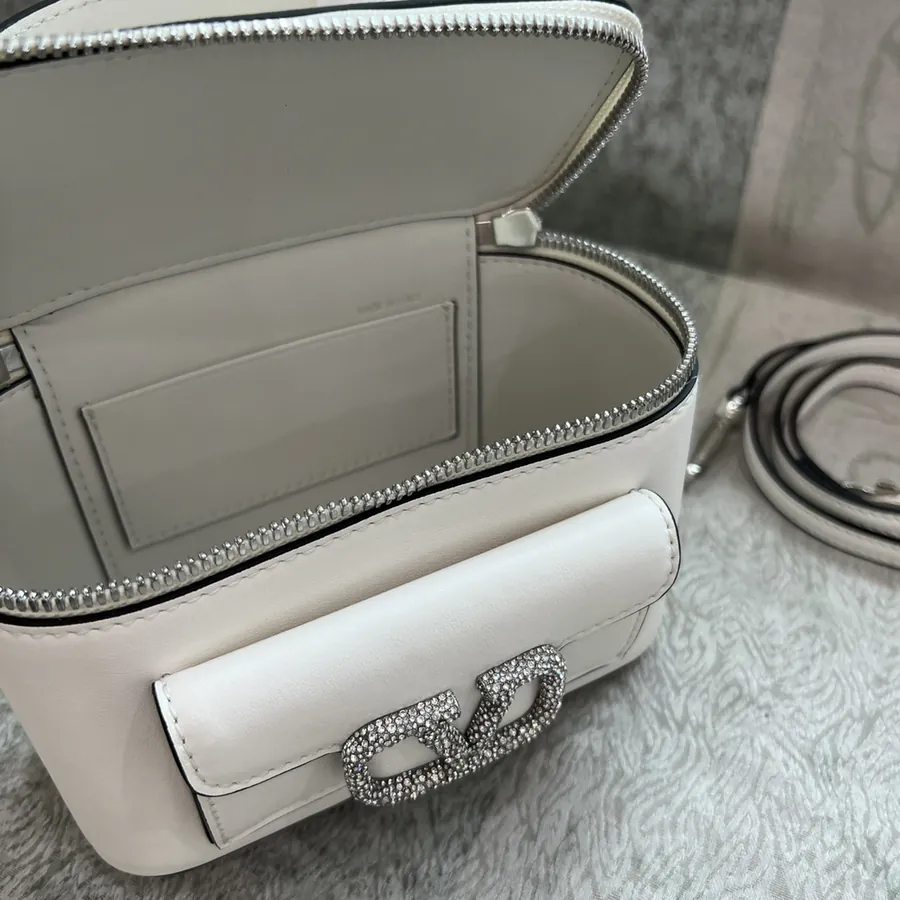 GARAVANI Mini LOCÒ Calfskin Box Bag with V Logo Signature Details