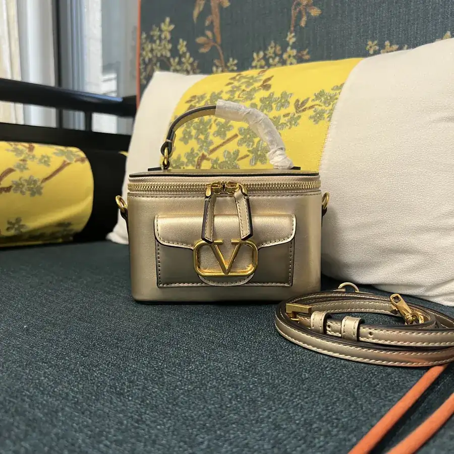 GARAVANI Mini LOCÒ Calfskin Box Bag with V Logo Signature Detail