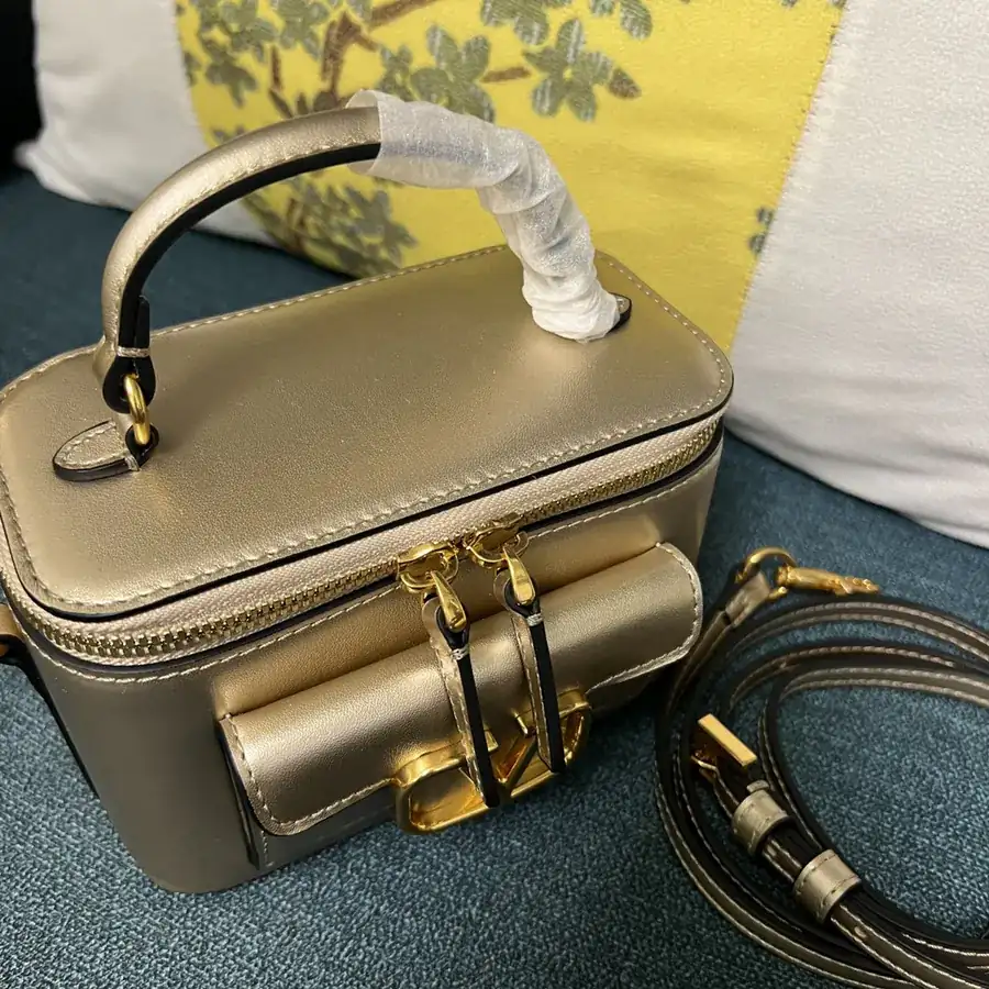 GARAVANI Mini LOCÒ Calfskin Box Bag with V Logo Signature Detail