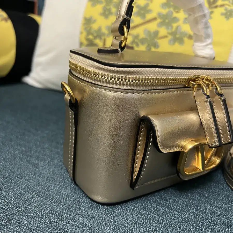 GARAVANI Mini LOCÒ Calfskin Box Bag with V Logo Signature Detail