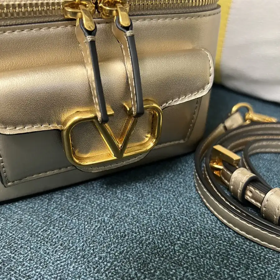 GARAVANI Mini LOCÒ Calfskin Box Bag with V Logo Signature Detail