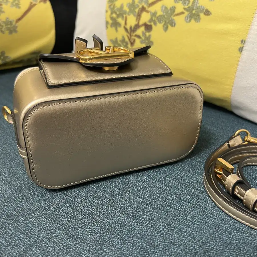 GARAVANI Mini LOCÒ Calfskin Box Bag with V Logo Signature Detail