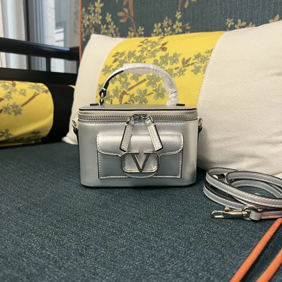 GARAVANI Mini LOCÒ Calfskin Box Bag with V Logo Signature Detail
