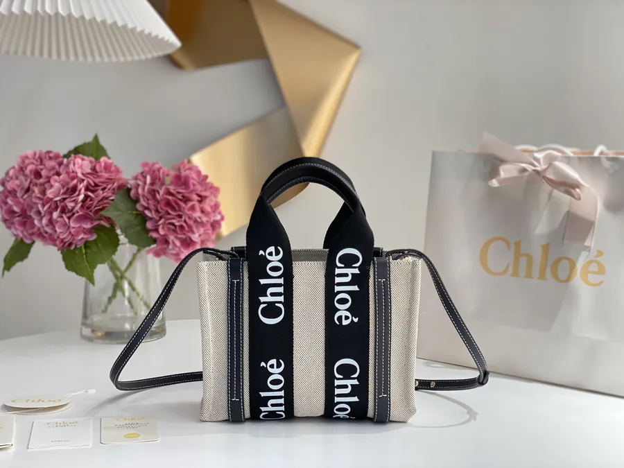 Chloe Woody Tote Midnight Blue with Black Straps