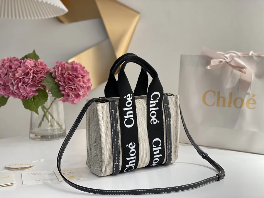 Chloe Woody Tote Midnight Blue with Black Straps