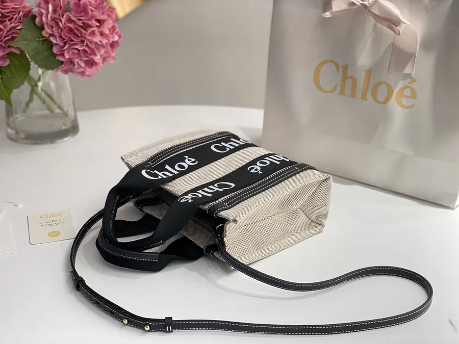 Chloe Woody Tote Midnight Blue with Black Straps