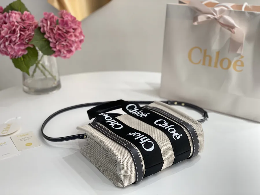 Chloe Woody Tote Midnight Blue with Black Straps