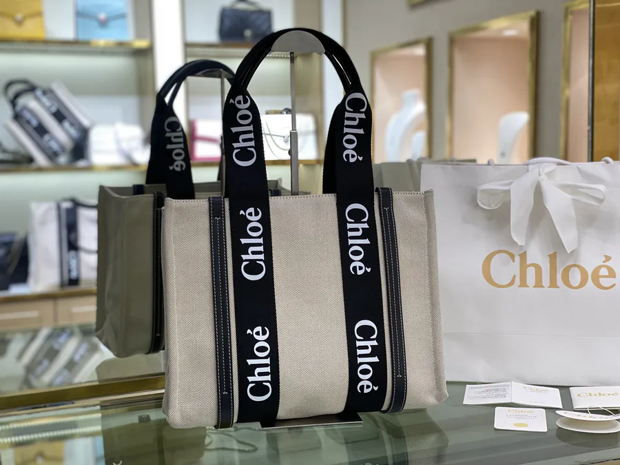 Chloe Woody Series Black Straps Tote Bag