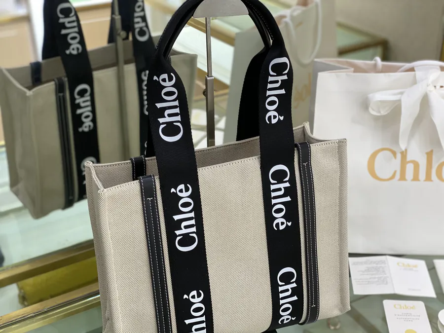 Chloe Woody Series Black Straps Tote Bag