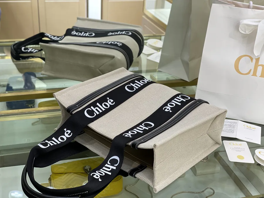Chloe Woody Series Black Straps Tote Bag