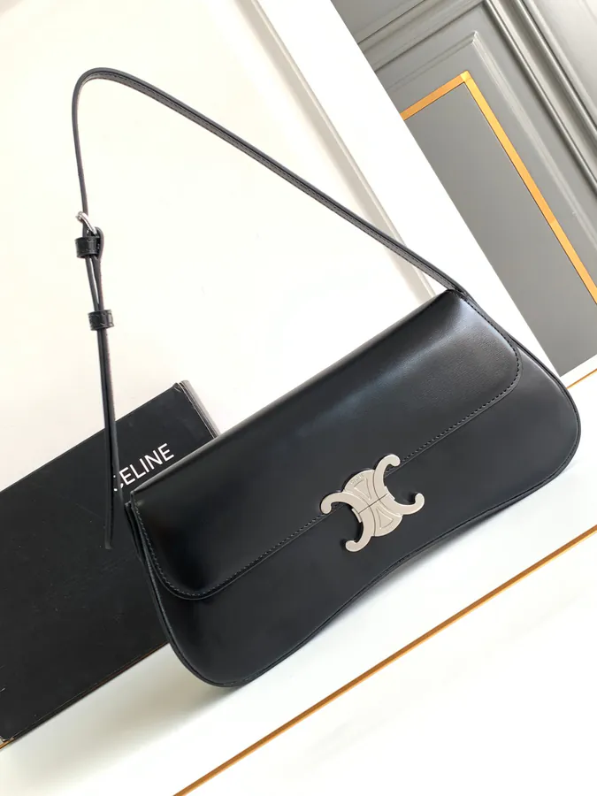 CELIN E 2024 Lola Medium Shiny Calfskin Shoulder Bag