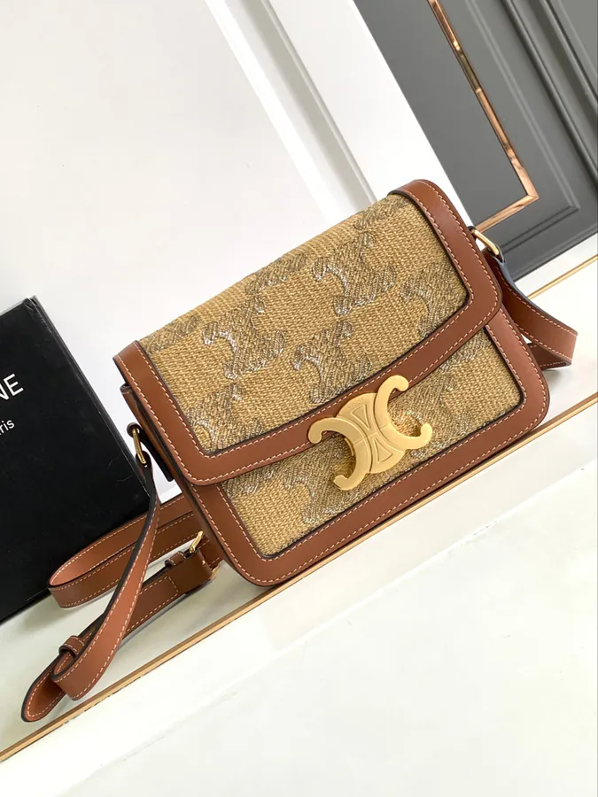 Celine Triomphe Teen Box Bucket Bag with Handcrafted Details