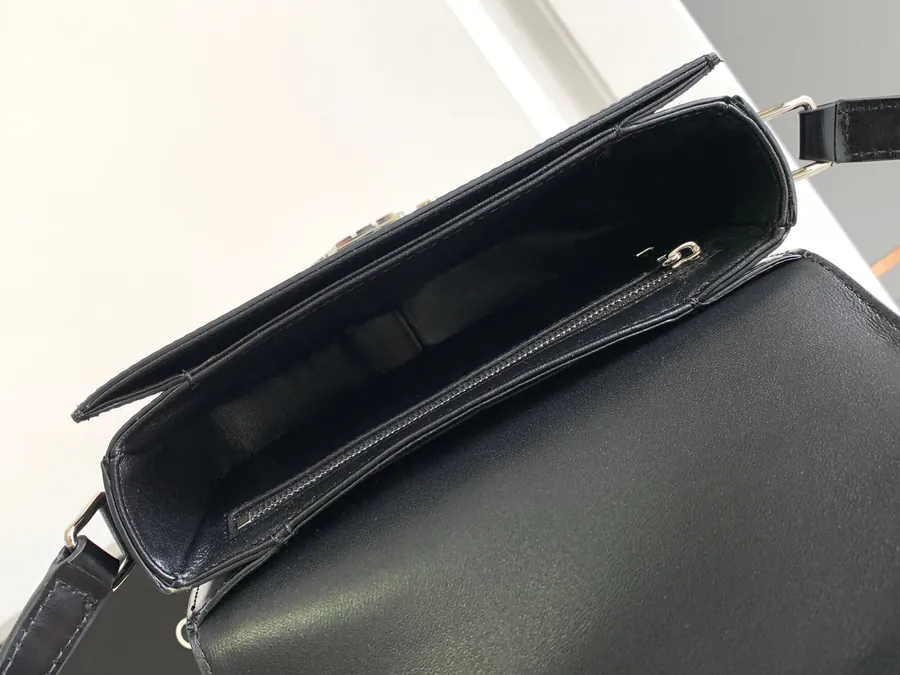 CELIN* Teen Triomphe Handbag in Black Grained Calfskin