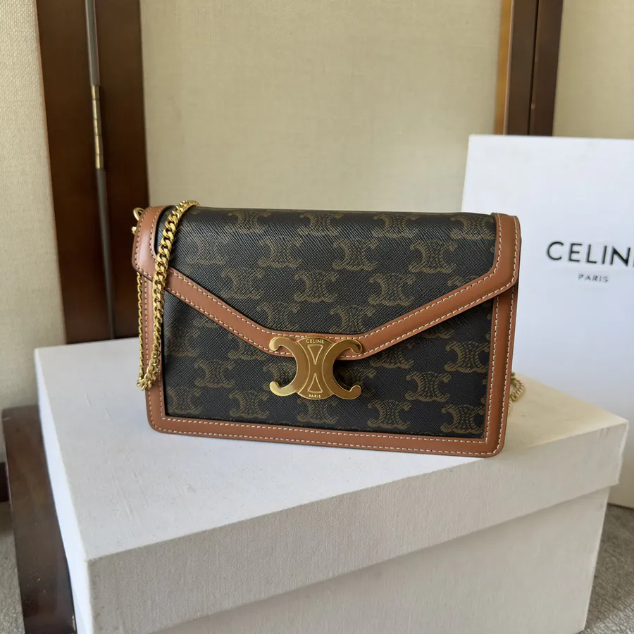 CELIN* CUIR TRIOMPHE Logo Print Envelope Bag