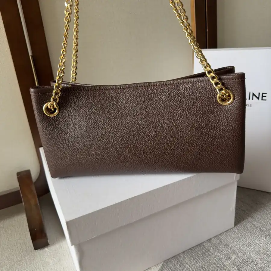 CELIN E23 Newspaper Triomphe Soft Leather Chain Bag
