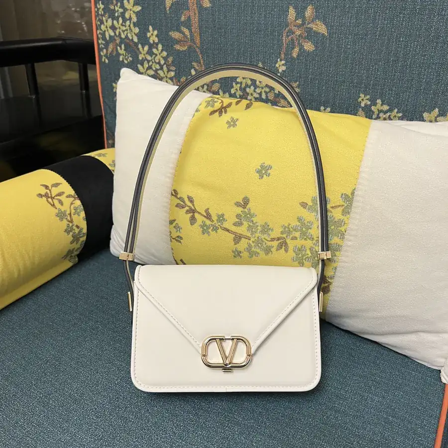 GARAVANI LETTER Mini Calfskin Handbag with V Logo Signature Button