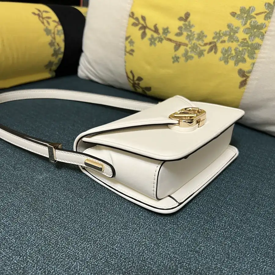 GARAVANI LETTER Mini Calfskin Handbag with V Logo Signature Button