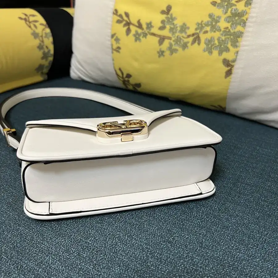 GARAVANI LETTER Mini Calfskin Handbag with V Logo Signature Button