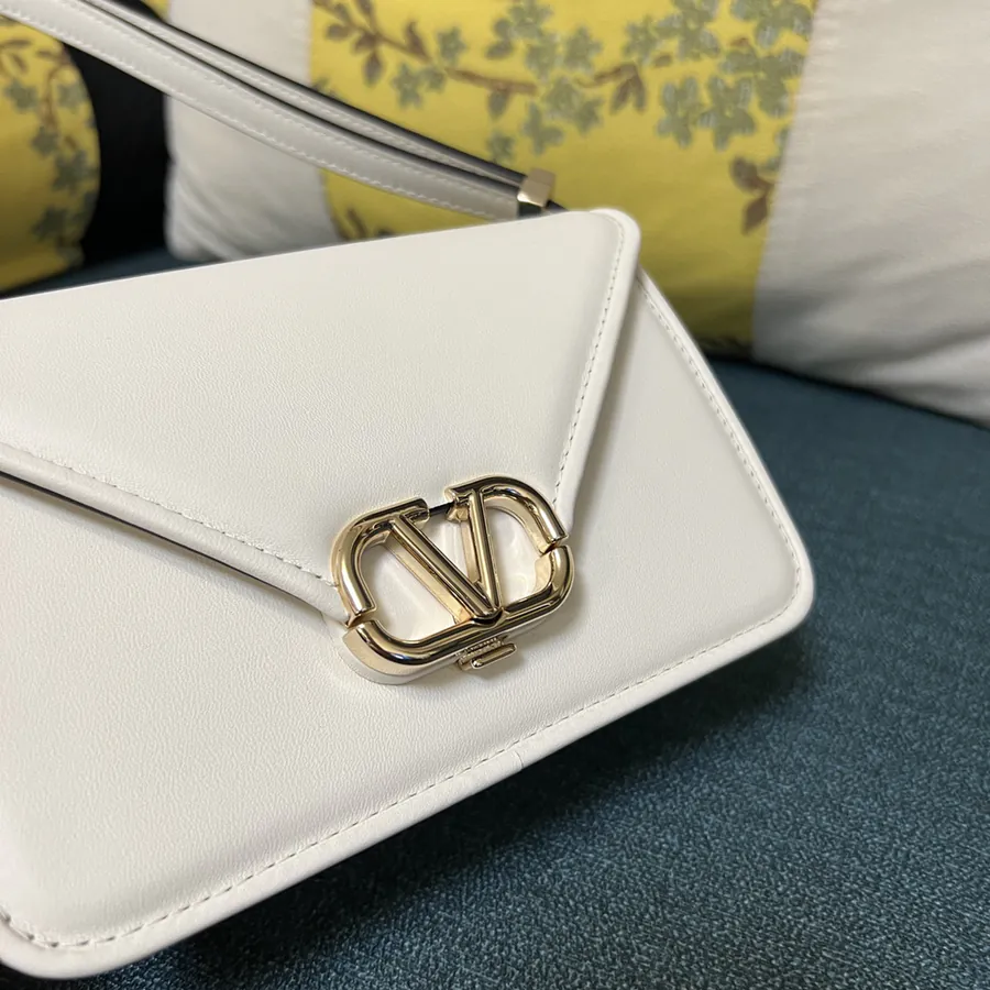 GARAVANI LETTER Mini Calfskin Handbag with V Logo Signature Button