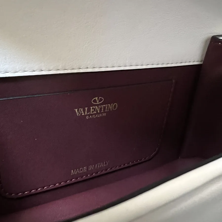 GARAVANI LETTER Mini Calfskin Handbag with V Logo Signature Button